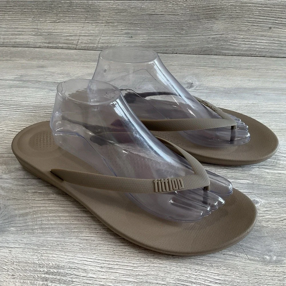 FitFlop Mens Flip Flops Timberwolf IQushion Ergonomic Arch Support Size 12 NEW